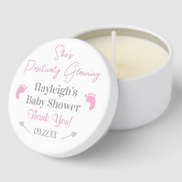 Huellas Baby Shower rosadas brillantes