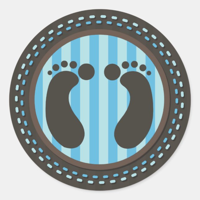 Huellas de bebé - Azul - Pegatinas (Anverso)