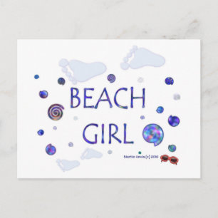 Huellas de Chica de playa   Postal Blue Beach Song