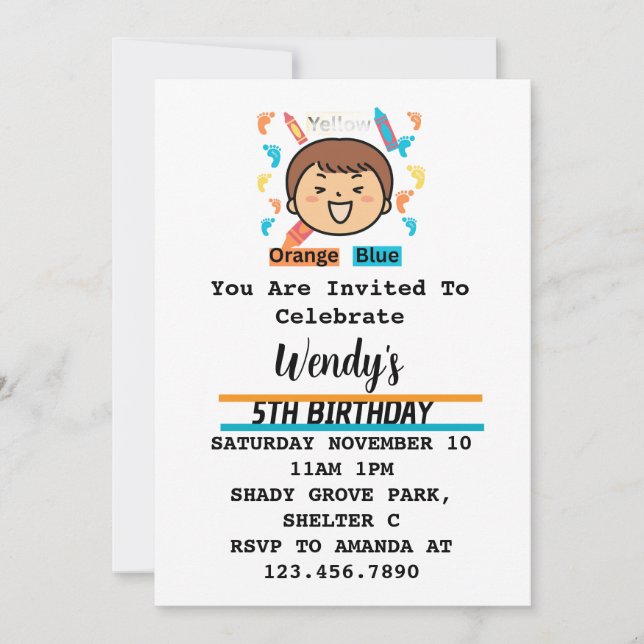 Huellas de invitación para fiesta infantil (Anverso)