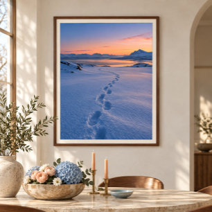 Huellas de nieve en la impresión artística de la h