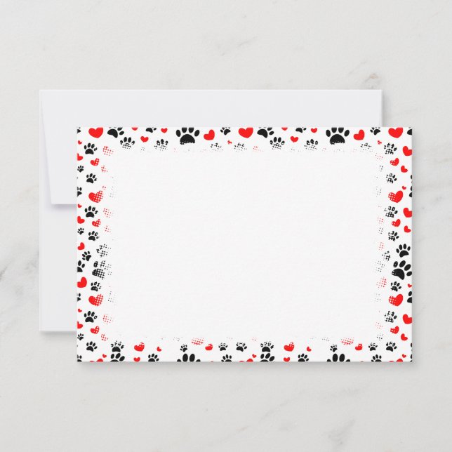 Huellas de patas de perro aleatorias y tarjetas en (Anverso)