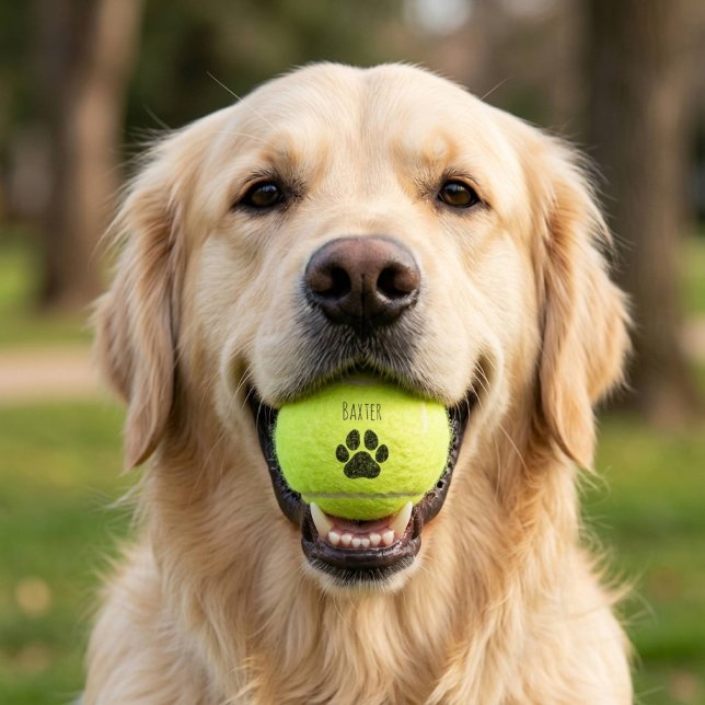 Huellas de patas lindas pelota de tenis para perro (Subido por el creador)