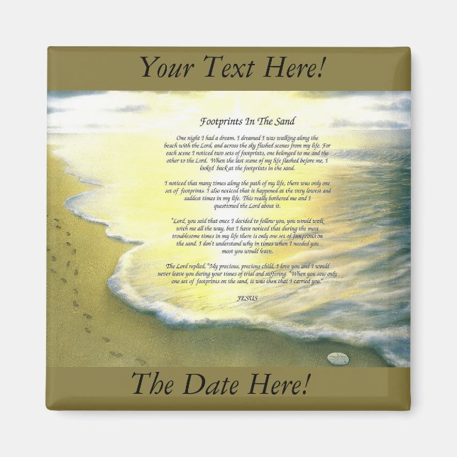 Huellas En El imán cuadrado Sand 2 Inch (Frente)