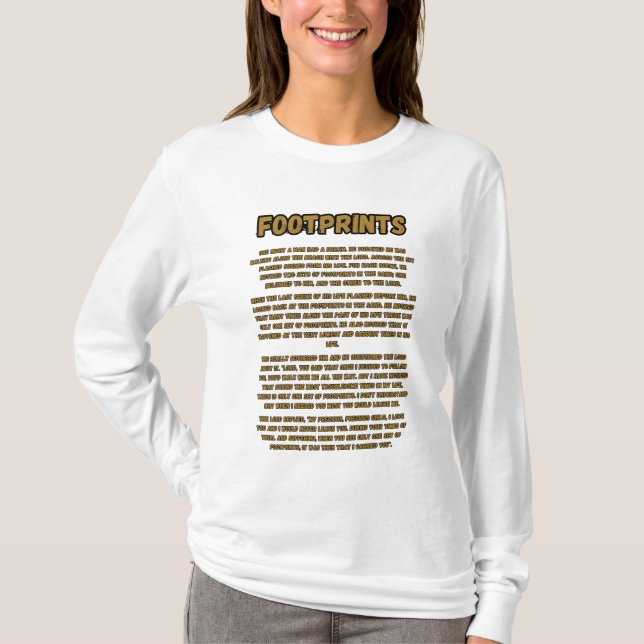 Huellas en la camiseta de la mujer de la oración d (Anverso)