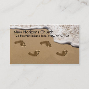 Huellas en la tarjeta de visita cristiana de la