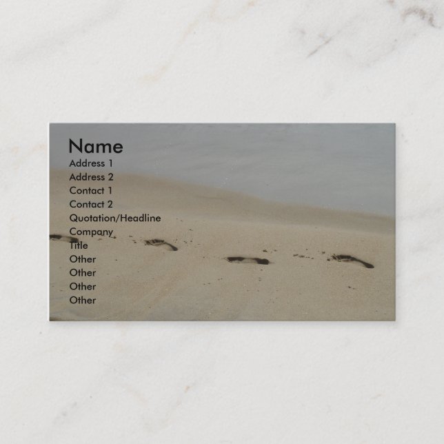 Huellas en la tarjeta de visita de la arena (Anverso)