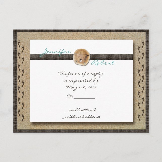 Huellas en la tarjeta postal Sand RSVP (Anverso)