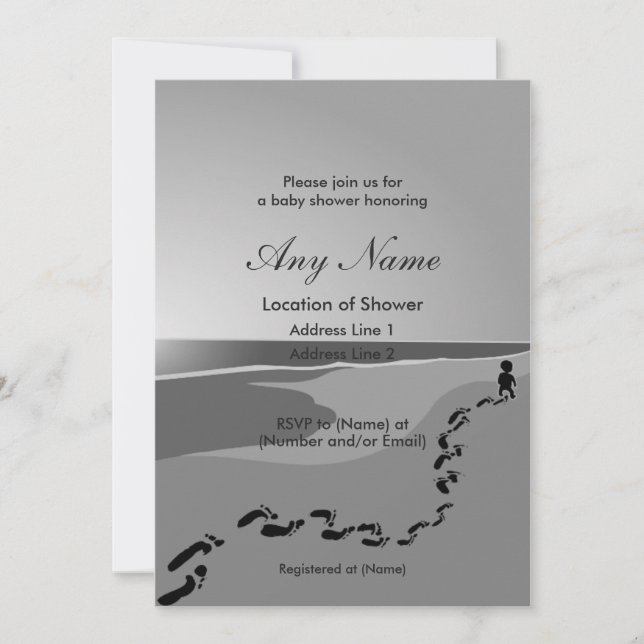 Huellas en las invitaciones a la ducha de bebé de  (Anverso)