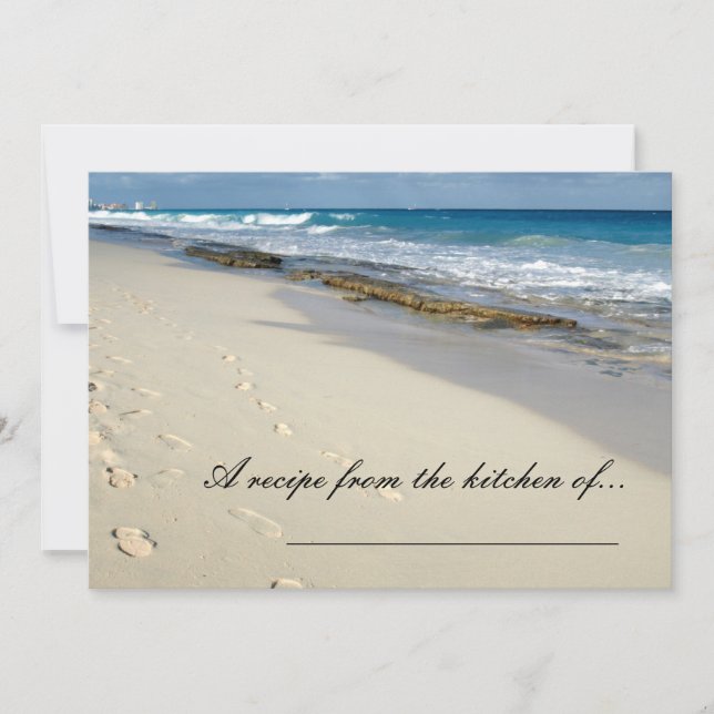 Huellas en las tarjetas de recetas de la playa (Anverso)