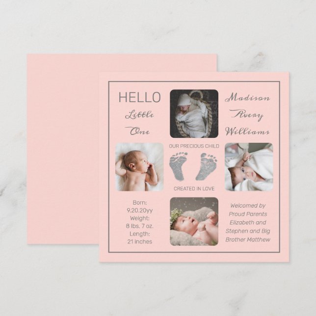 Huellas múltiples anuncio de nacimiento de fotos (Anverso / Reverso)