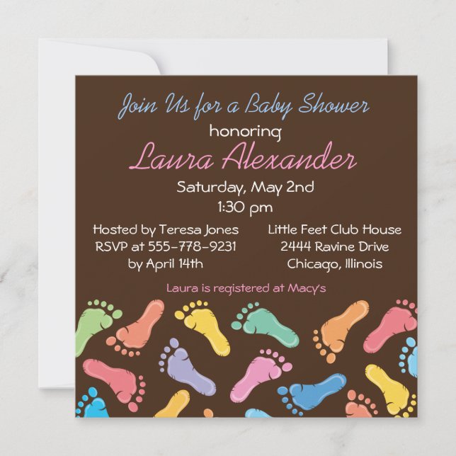Huellas para bebés - Invitación a Baby Shower (Anverso)