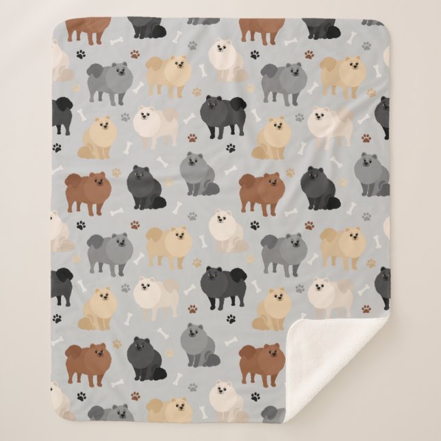 Huellas pomeranas y mantas Sherpa Bones de Perro (Anverso)