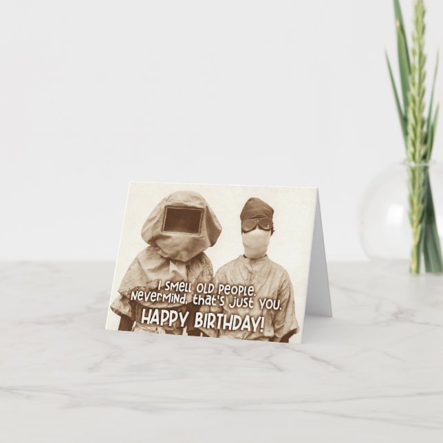Huelo a viejos - Graciosa tarjeta de cumpleaños (Anverso)