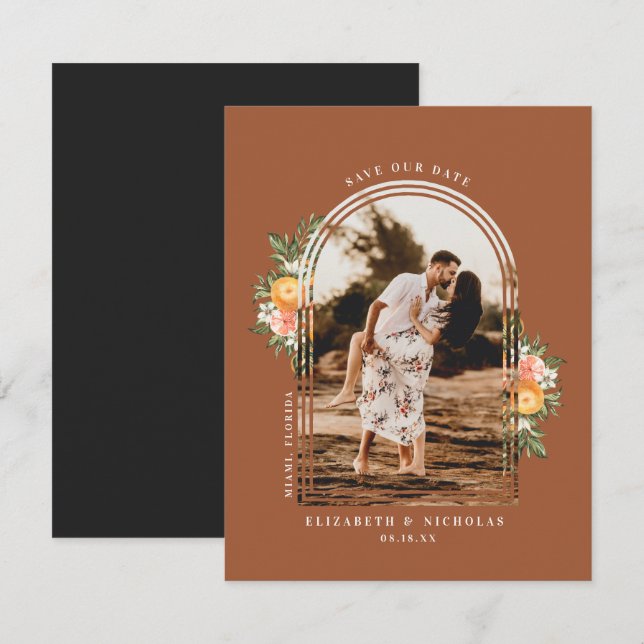 Huerto de cítricos elegante | Boho salvar la fecha (Anverso / Reverso)