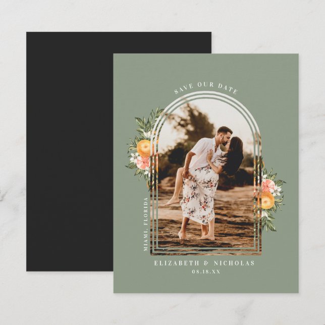 Huerto de cítricos elegante | Boho salvar la fecha (Anverso / Reverso)