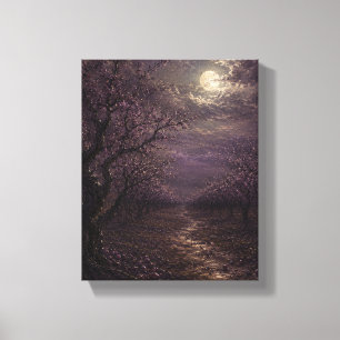 Huerto lunar en lienzo de paisaje melancólico de c