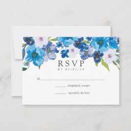 Hues de boda floral azul RSVP