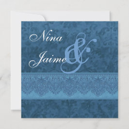 Hues of Blue Damask Wedding Invitación E403