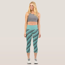 Hues verdes rayas diagonales Capri Leggings