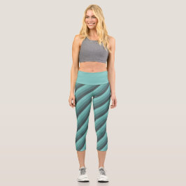 Hues verdes rayas diagonales Capri Leggings