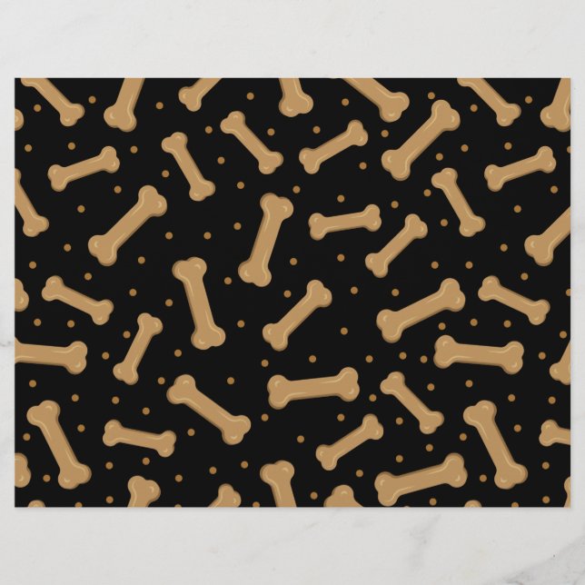 Hueso de perro marrón con papel de cartón negro (Frente)