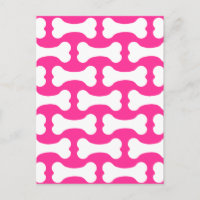 Hueso de perro rosa y blanco personalizado postal