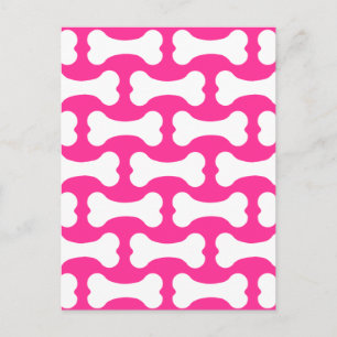 Hueso de perro rosa y blanco personalizado postal