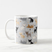 Huesos Chihuahua y tazas café gris