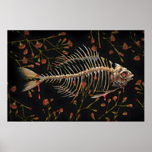Huesos de pescado con flores - mini impresión de 5