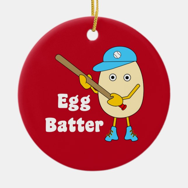 Huevo Batter Egghead Ornamento cerámico (Frente)