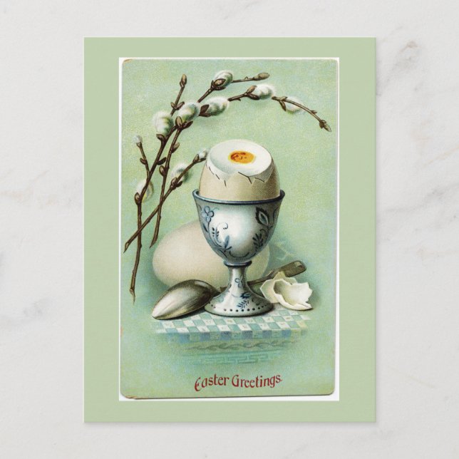Huevo cosechado en una postal de Pascua (Anverso)