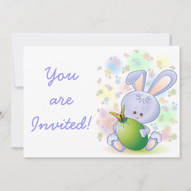Huevo de conejo de Pascua y Invitación a las flore (Anverso)