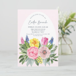 Huevo de Pascua, Invitación a Brunch rosa y floral