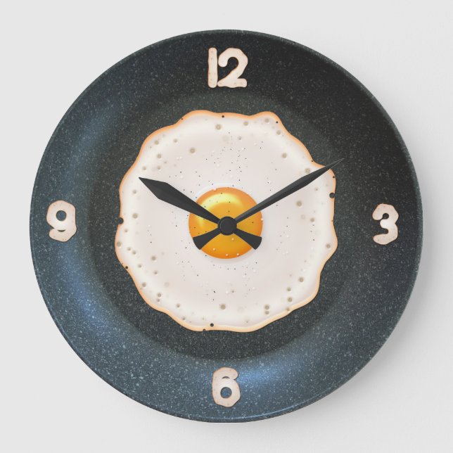 Huevo frito en Pan - Reloj de diseño de pared (Anverso)