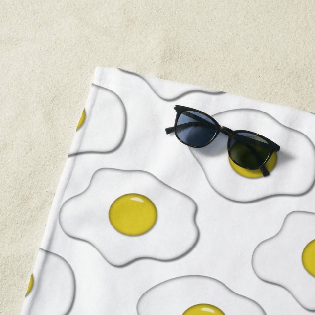Huevo frito Polka Dot Pattern Toalla de playa (In situ)