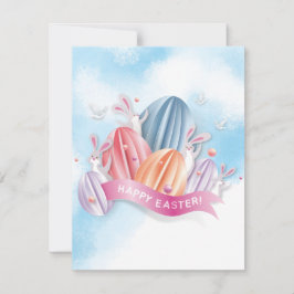 Huevo Pastel 3D De Pascua Con Invitación A Conejo