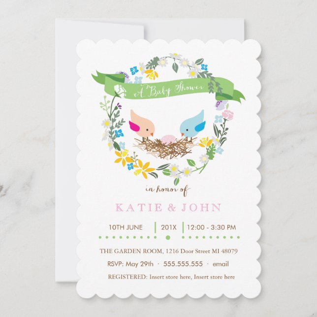 Huevo rosa pequeño| Invitación de Chica Baby Showe (Anverso)