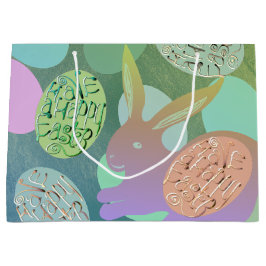 Huevos de conejo de Pascua sobre bolsa de regalo g