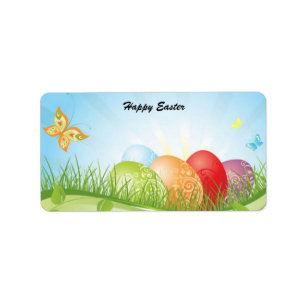 Huevos de Pascua animados con la etiqueta de las