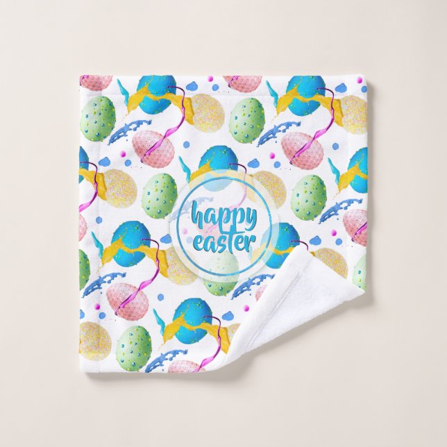 Huevos de Pascua coloridos y salpicaduras de pintu (Toallita)