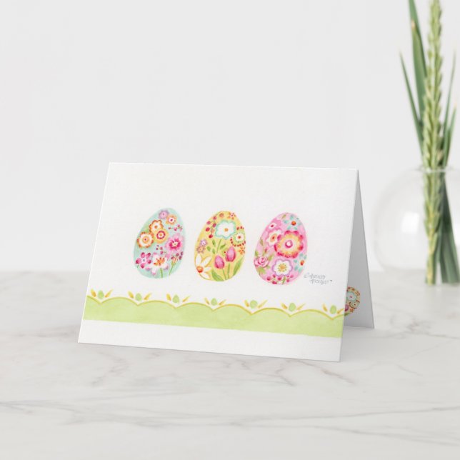 Huevos de Pascua decorados en una tarjeta de felic (Anverso)