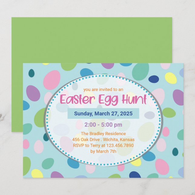 Huevos de Pascua - Invitaciones a fiestas de Pascu (Anverso / Reverso)