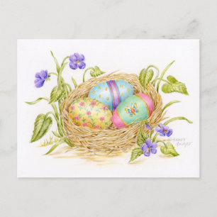 Huevos de Pascua pintados en postales Nest Feliz P