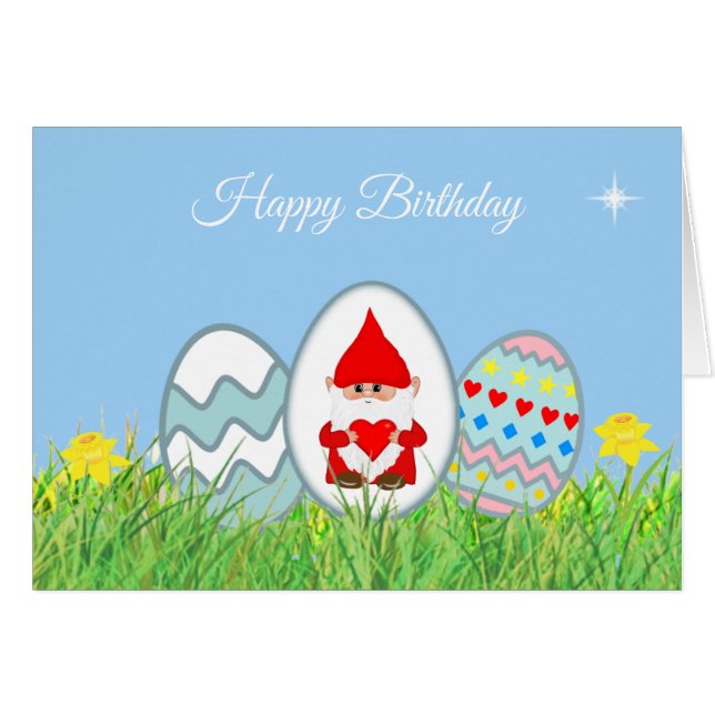 Huevos de Pascua Pintados & Gnomo de Cumpleaños Li (Anverso (Horizontal))