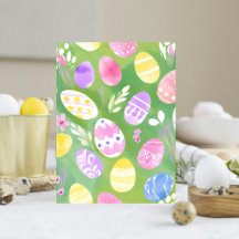 Huevos de Pascua | Tarjeta de acuarela bonito Past
