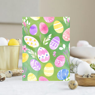 Huevos de Pascua Tarjeta de Acuarela en Pastel B