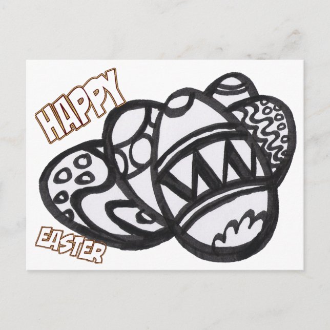 Huevos de Pascua, tarjeta postal colorida (Anverso)
