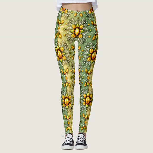 HUEVOS DE PASCUA ~ Verde Amarillo 3D ~ Leggings (Anverso)