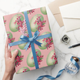 Huevos de Pascua Verdes en Papel de Regalo Rosa